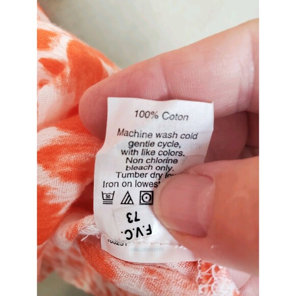 J Crew Cotton Orange Animal Print Split Neck Lightweight Swimsuit Cover-Up Sz XL - Picture 6 of 6